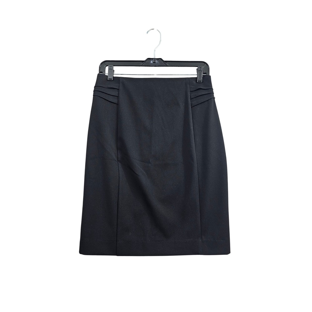 Express Pencil Skirt Womens Size 4 Black High Waisted Pleated Stretch Workwear